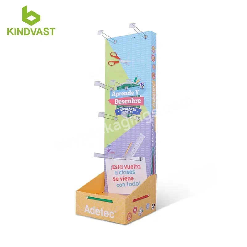 Cardboard Display Stand With Hook For Stationery Display Shelf