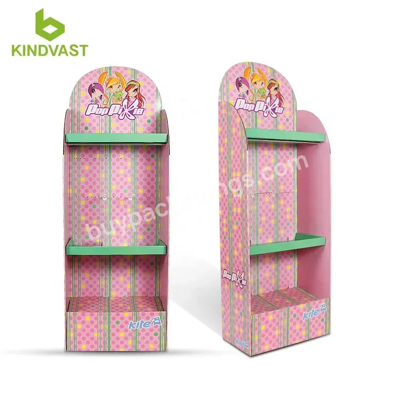 Cardboard Floor Standing Display Rack With Hook For School Supplies Display Stand - Buy Display Rack For Handbags,School Bag Display Stand,Custom Carton Floor Display.