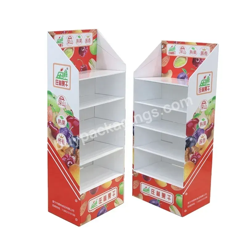 Cheaper Promotion Merchandise Products Cardboard Floor Display Stand Paper Shelf Rack Unit For Beverages At Supermarket Store