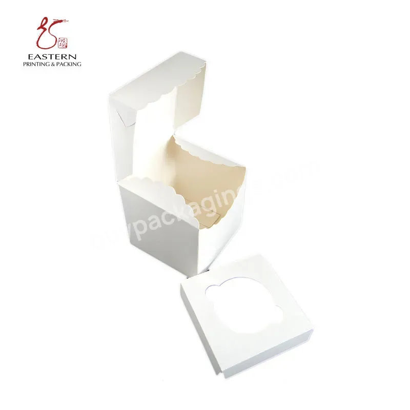 Cheapest Eco-friendly Custom Cupcake Packaging Box With Clear Window Foldable Box Plain White Color