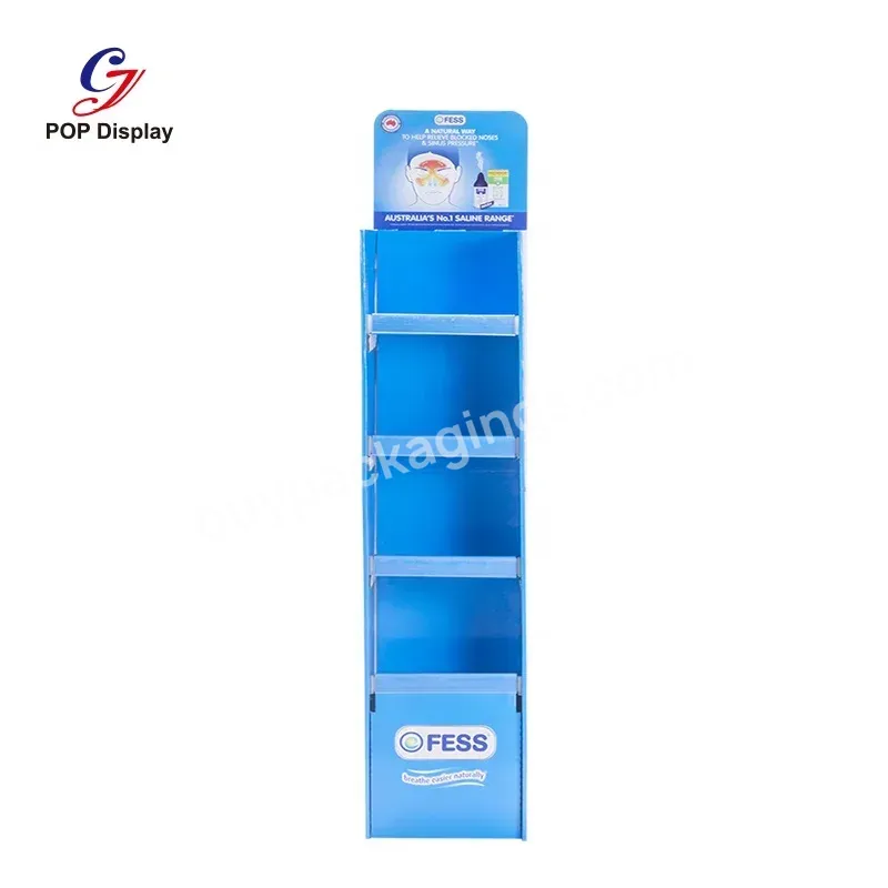 China Foshan Manufacture Custom Euro Style Display Cardboard Stand 4 Shelves Pop Up Advertising Paper Tower Rack For Pharmacy