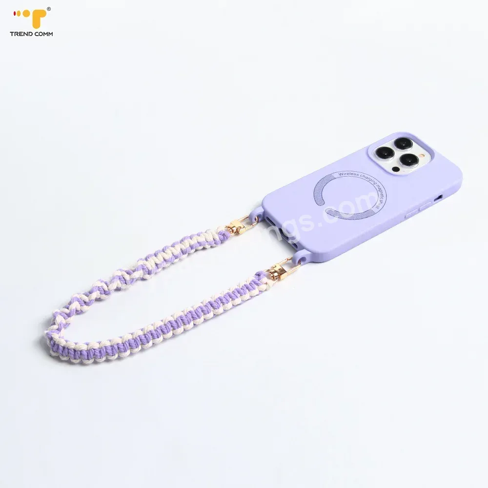 China Manufacture Customize Crossbody Woven Cotton Strap Magnetic Phone Case For Iphone X Xs 13 14 Pro Max