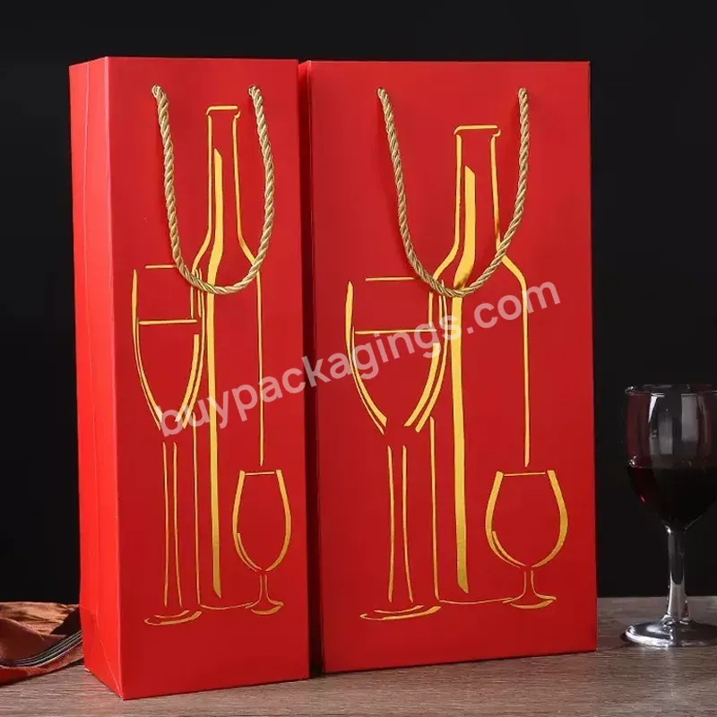 Chinese Supplier Party Gift Port Wine Beer Single Bottle Boxes Recyclable Elegant Design Bags Wine Packaging Box With Handle