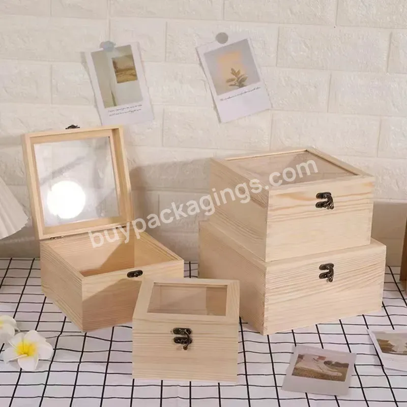 Chuanghua Custom Logo Cheap Wooden Box Hinge Lid Solid Pine Wood Keepsake Gift Boxes Wood Storage Box