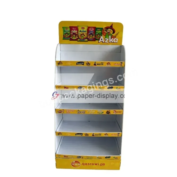 Color Printing Your Logo Paper Cardboard Floor Display Unit Corrugated Retail Stand Shelf Rack Promotion Potato Chip Crisp Snack - Buy Retail Display Unit,Paper Display Stand Shelf Racks,Potato Chips Cardboard Floor Display.