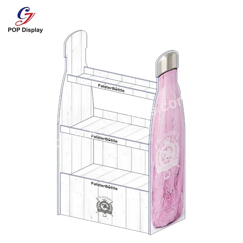 Creative Advertising Corrugated Display Stand Paper Cardboard Double Sided Display Shelf Unit For Water Bottle Retail Shop