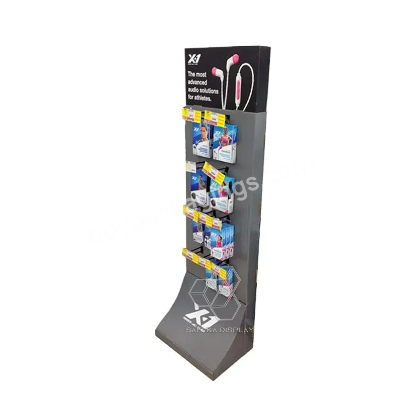 Creative Retail Standing Custom Paper Display Stand Advertising Paper Display Box Hook Paper Display For Earphone