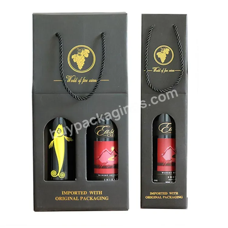 Custom 2 Pack Wine Bottle Carrier Corrugated Paper Wine Bottle Packaging Boxes Recyclable Wine /beer