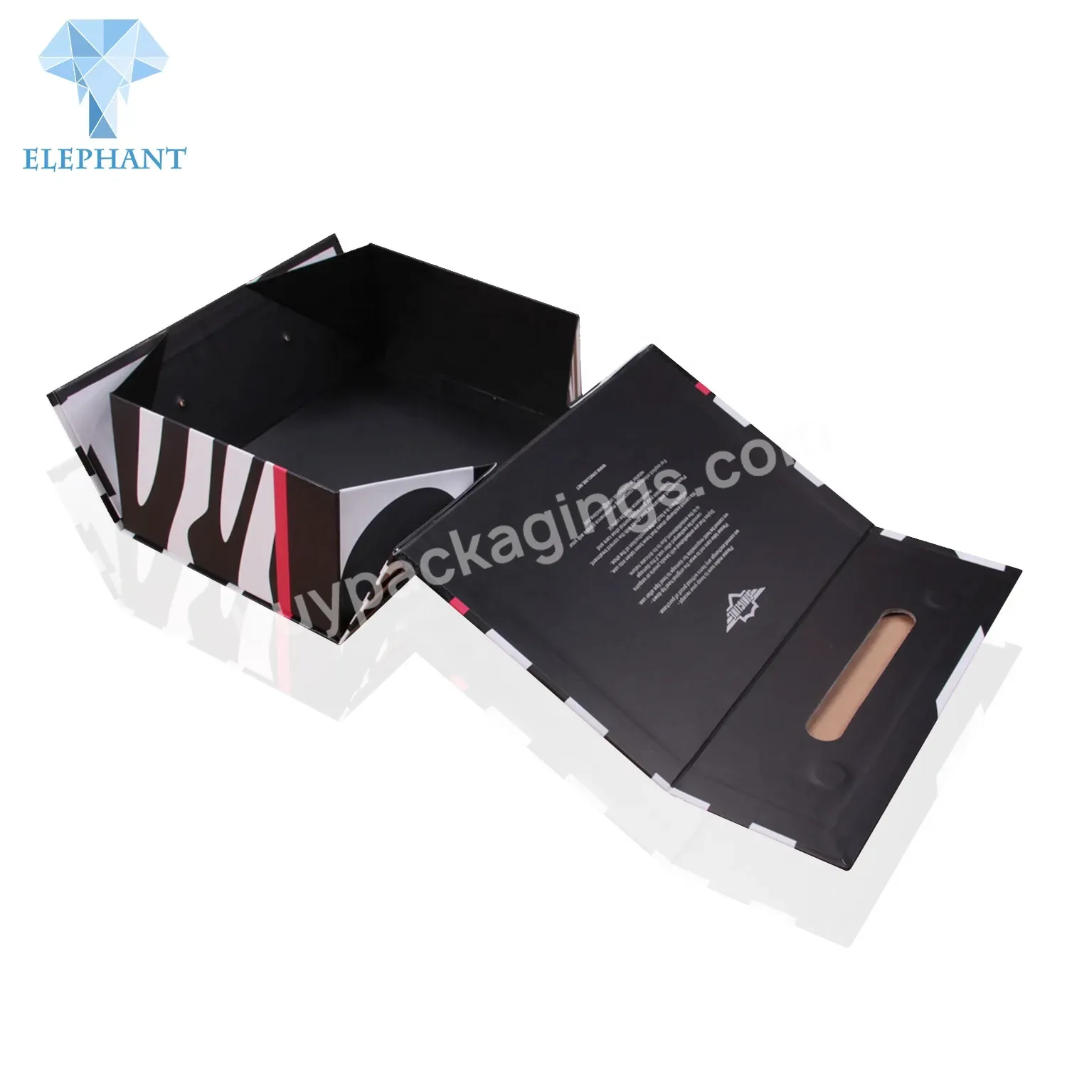 Custom Big High Quality Paper Cardboard Black Magnetic Shoes Folding Box