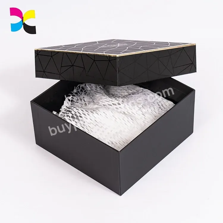 Custom Black Color Cardboard Gift Box With Custom Uv And Silver Edges