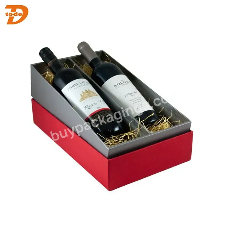 Custom Cardboard Rigid Paper Packaging Box For Two Three Wine Bottles Set Beverage Packing Gift Box