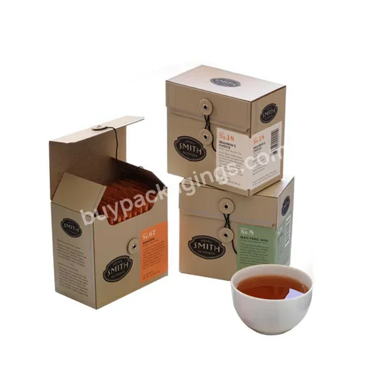 Custom Colorful Paper Boxes Tea Bags Coffee Bags Packing With Button And String Closure