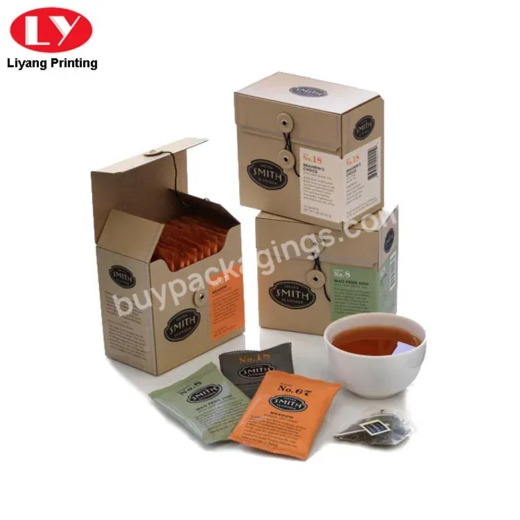 Custom Colorful Paper Boxes Tea Bags Coffee Bags Packing With Button And String Closure