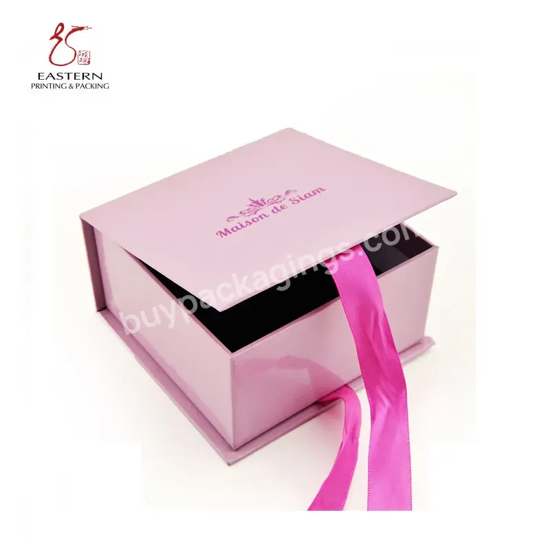 Custom Design Luxury Rigid Cardboard Paper Box Packaging Jewelry Gift Paper Box With Ribbon Closure
