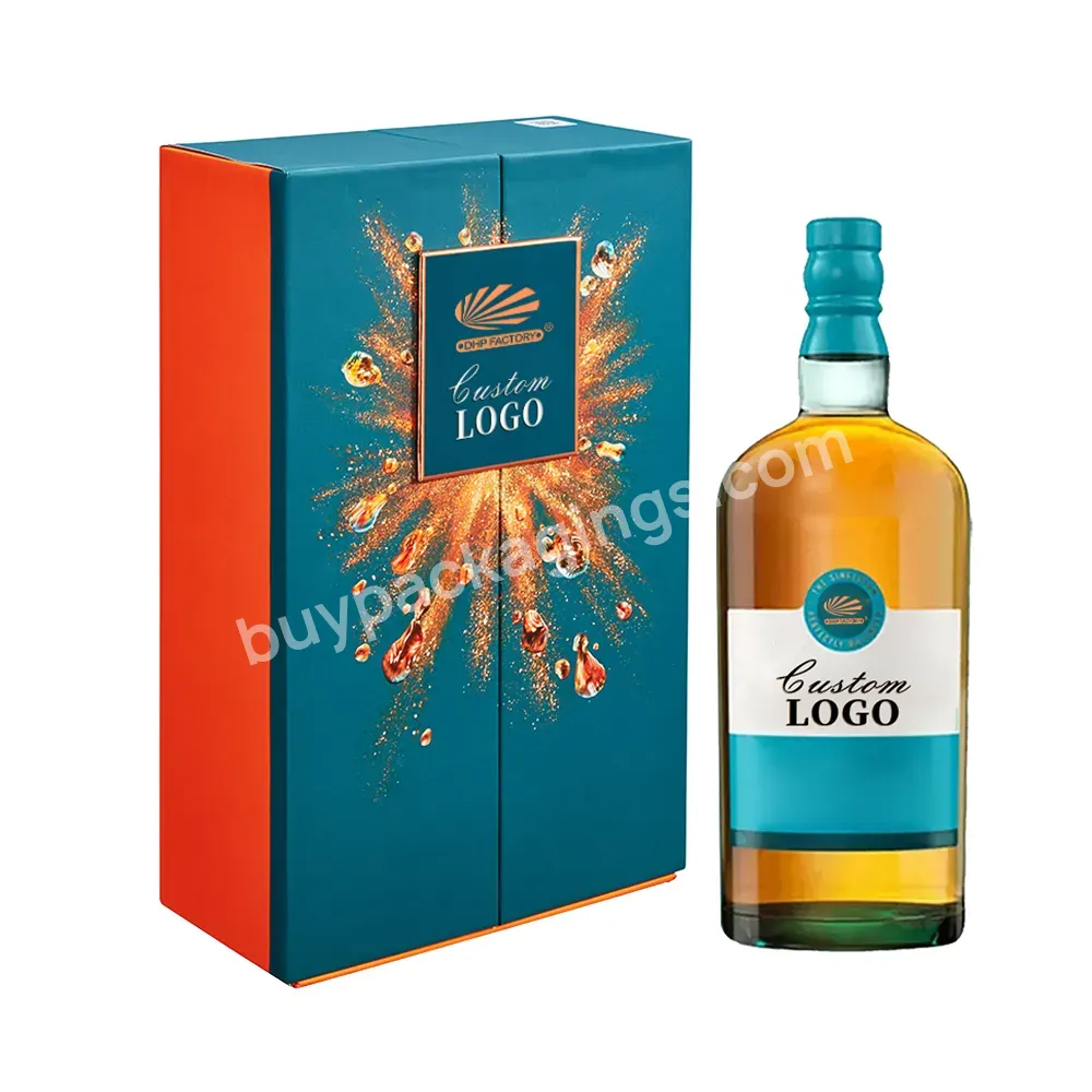Custom Double Door Luxury Cardboard Wine Glass Box By Manufacturer Matte Lamination For Vodka Packaging