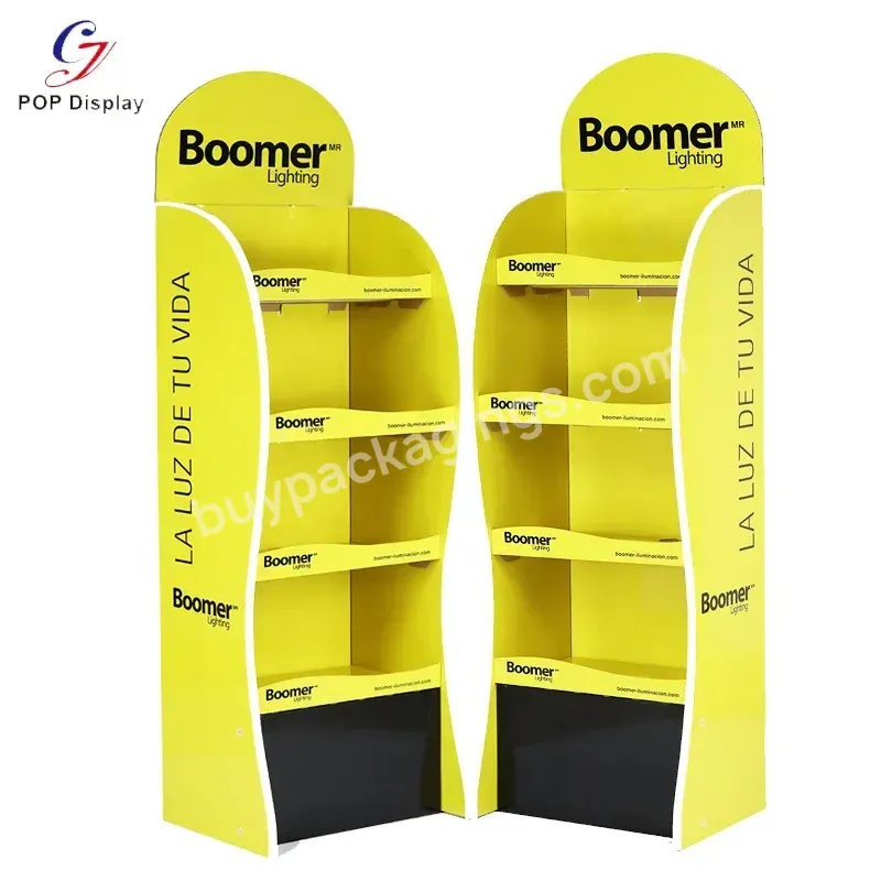 Custom Eco-friendly Material Pop Up Cardboard Display Shelf Paper Floor Display Corrugated Retail Stand For Light Advertising