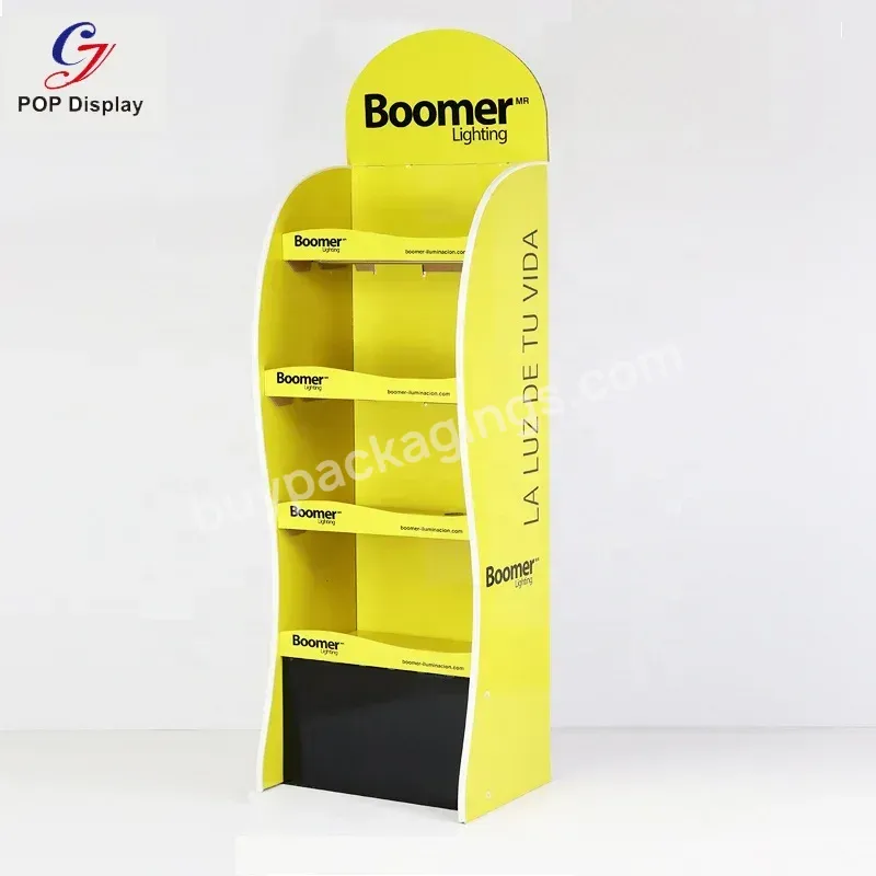 Custom Eco-friendly Material Pop Up Cardboard Display Shelf Paper Floor Display Corrugated Retail Stand For Light Advertising