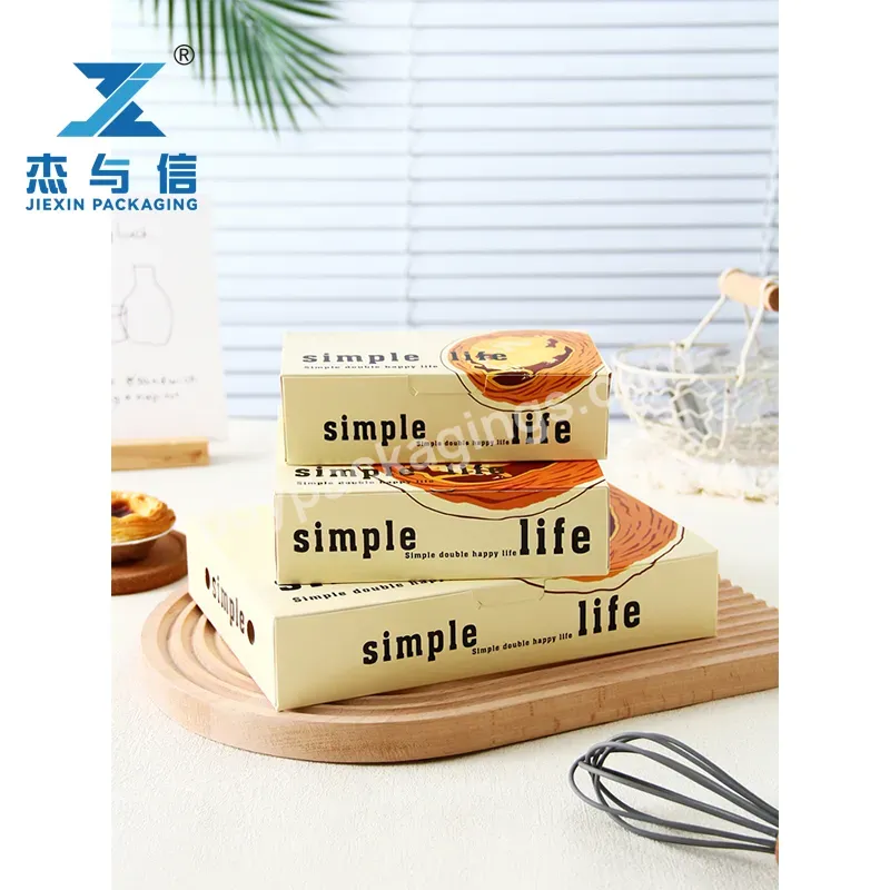 Custom Eco-friendly Take Away Egg Tart Packing Boxes Fast Food Biodegradable Food Grade Biscuit And Cake Paper Box