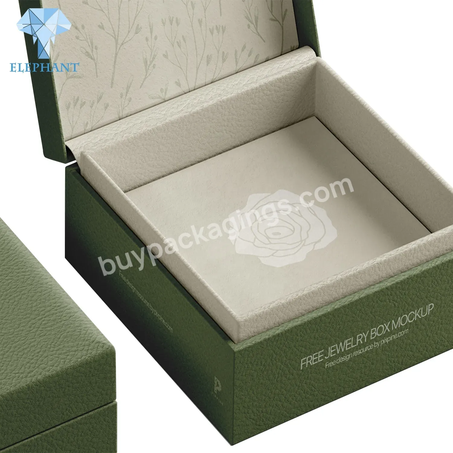 Custom Elegant Design Unique Vintage Green Necklace Ring Magnetic Jewelry Box Packaging