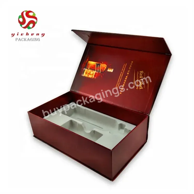 Custom Gift Box Whisky Bottle Box Packaging Book Shape Cardboard Wine Box For Online Store Sales