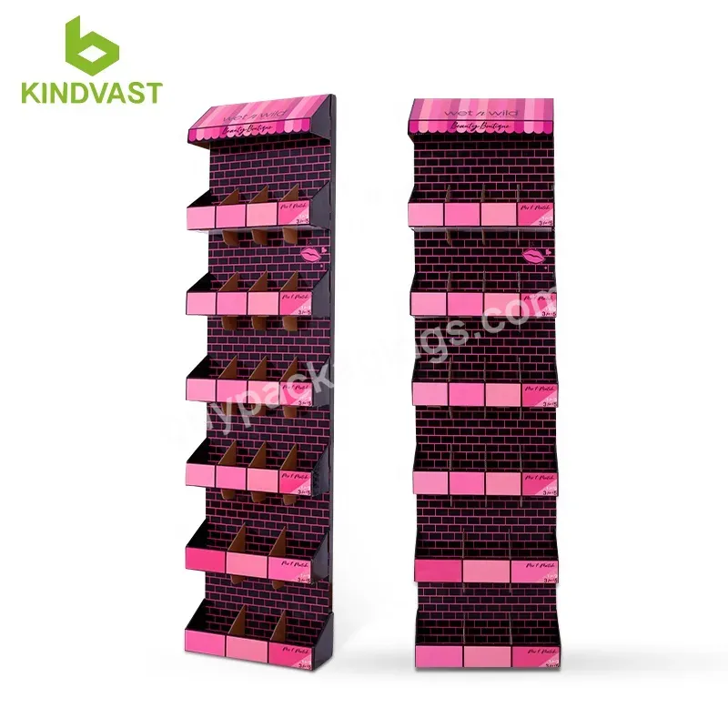 Custom High Quality Corrugated Paper Sidekick Display Shelf For Lipstick Cosmetics Display Rack