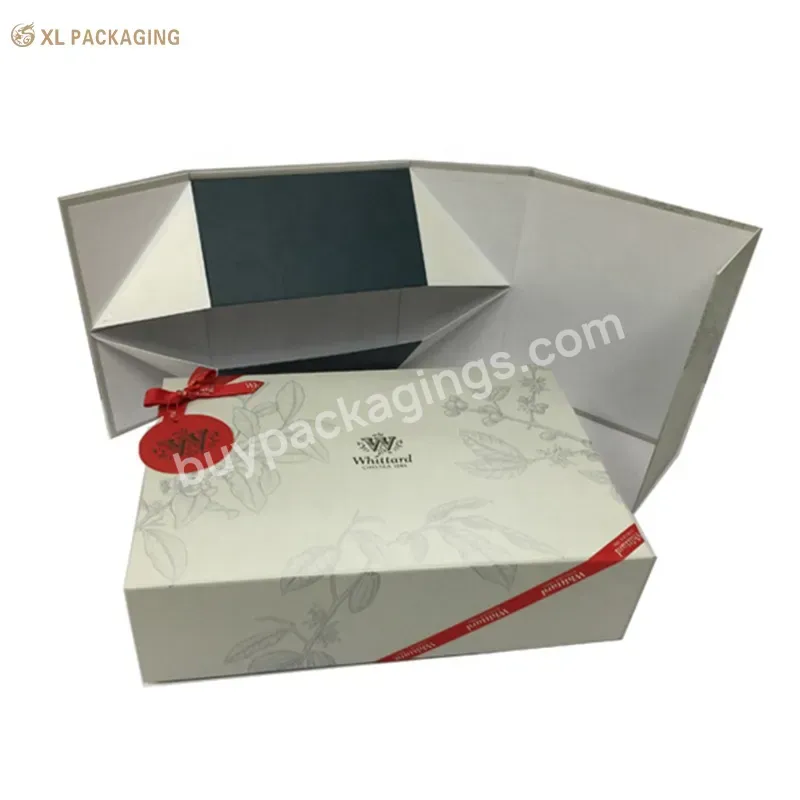 Custom High Quality Pre-tied Ribbon Bow Foldable Packaging Printing Paper Gift Box For Tea Cloth Packing