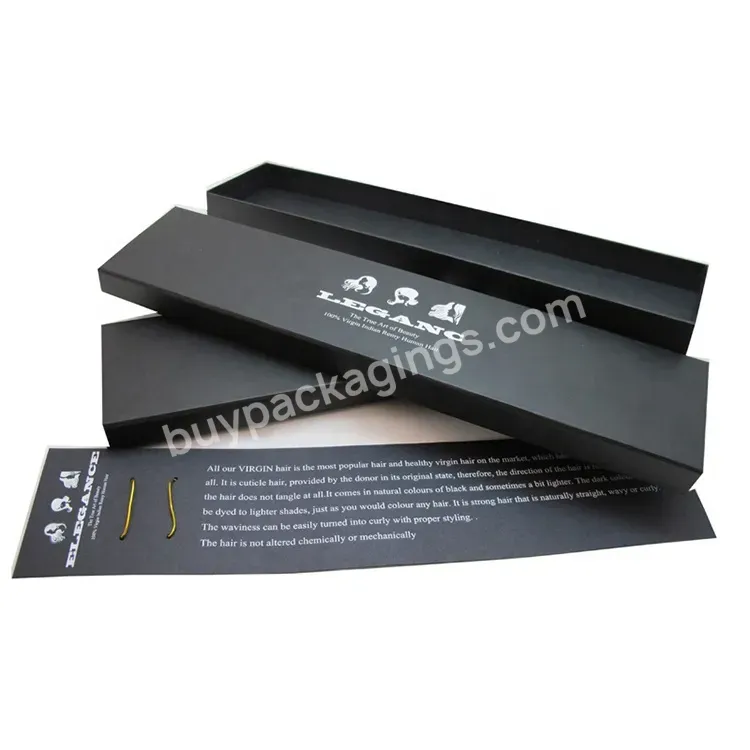 Custom Logo Black Color Rigid Paper Box With Liner For 100% Indian Remy Hair Extensions Wigs Packaging