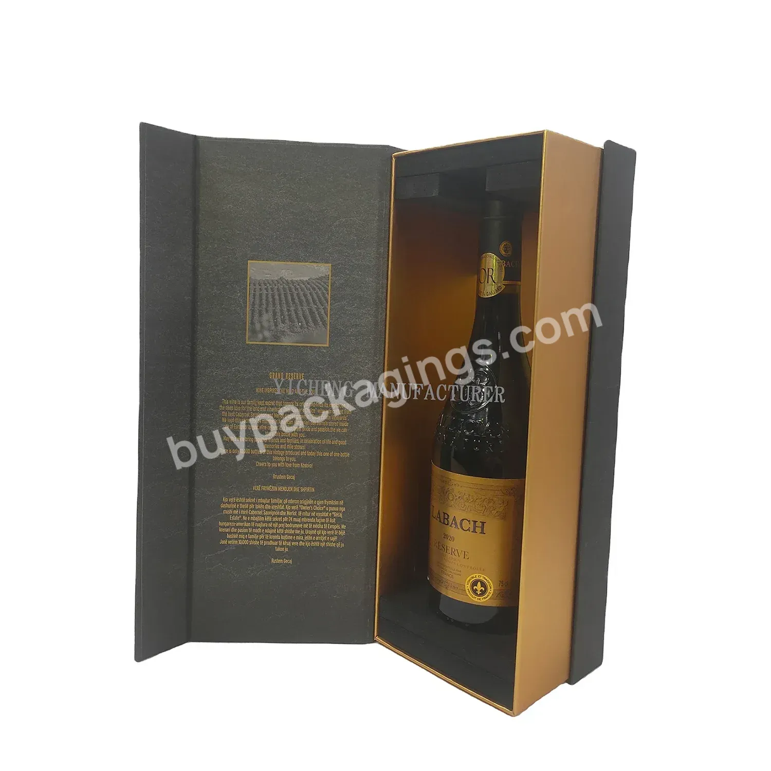 Custom Logo Black Luxury Red Wine Magnetic Paper Folding Box Foldable Packing Wine Bottle Packaging Gift Wine Box