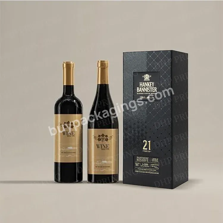 Custom Logo Blank Kraft Cardboard Paper Alcoholic Drink Champagne Whiskey Packaging 2 Bottle Wine Gift Box Luxury