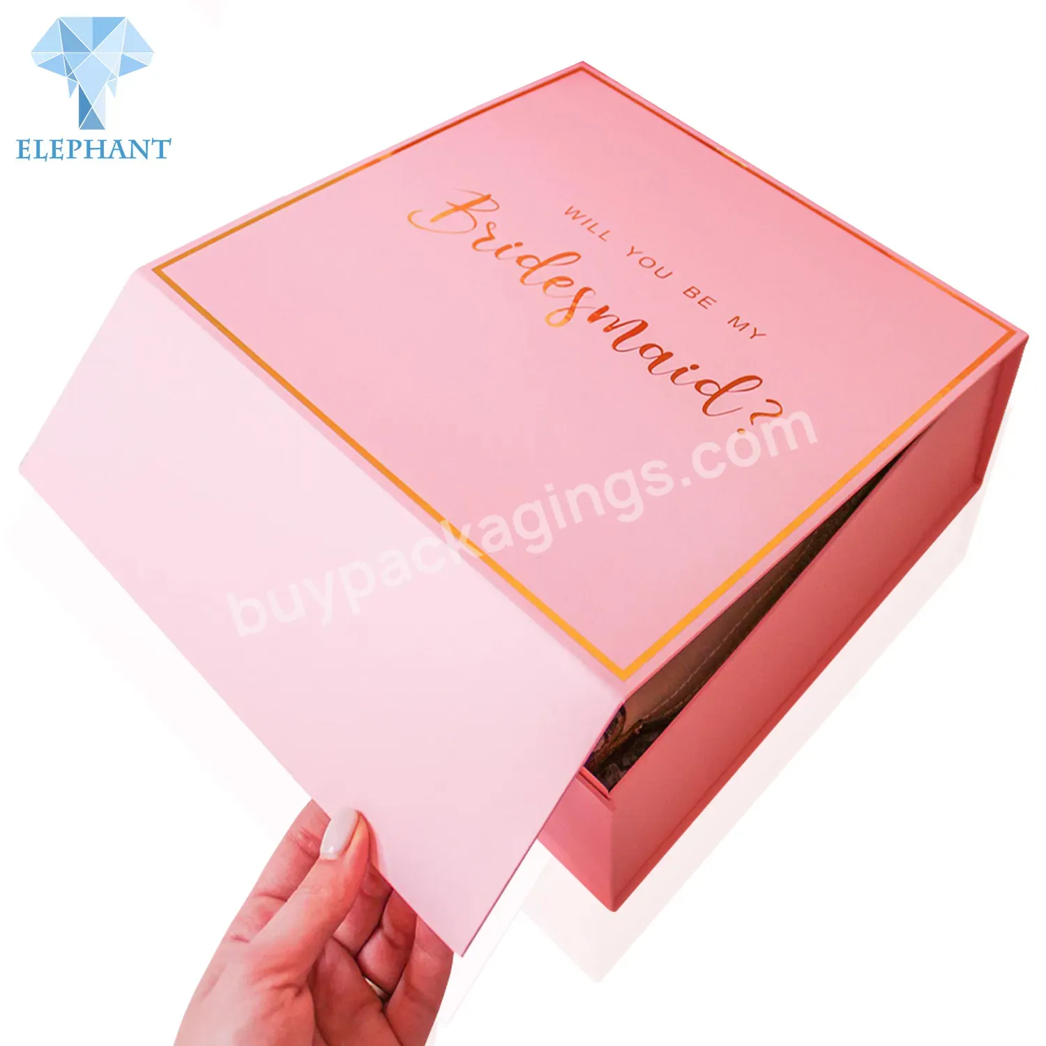 Custom Logo Bridesmaid Cosmetics Candle Clothes Wedding White Pink Magnetic Closure Lid Gift Box