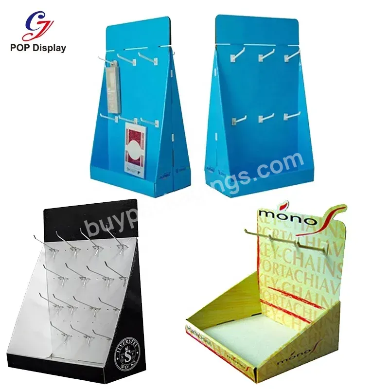 Custom Logo Cardboard Counter Table Display Box For Retail Store Corrugated Paper Pdq Hanging Hooks Cell Phone Accessories