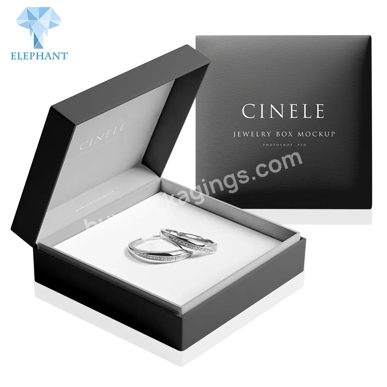 Custom Logo Design Black Paper Card Box Magnetic Luxury Jewelry Packaging Box