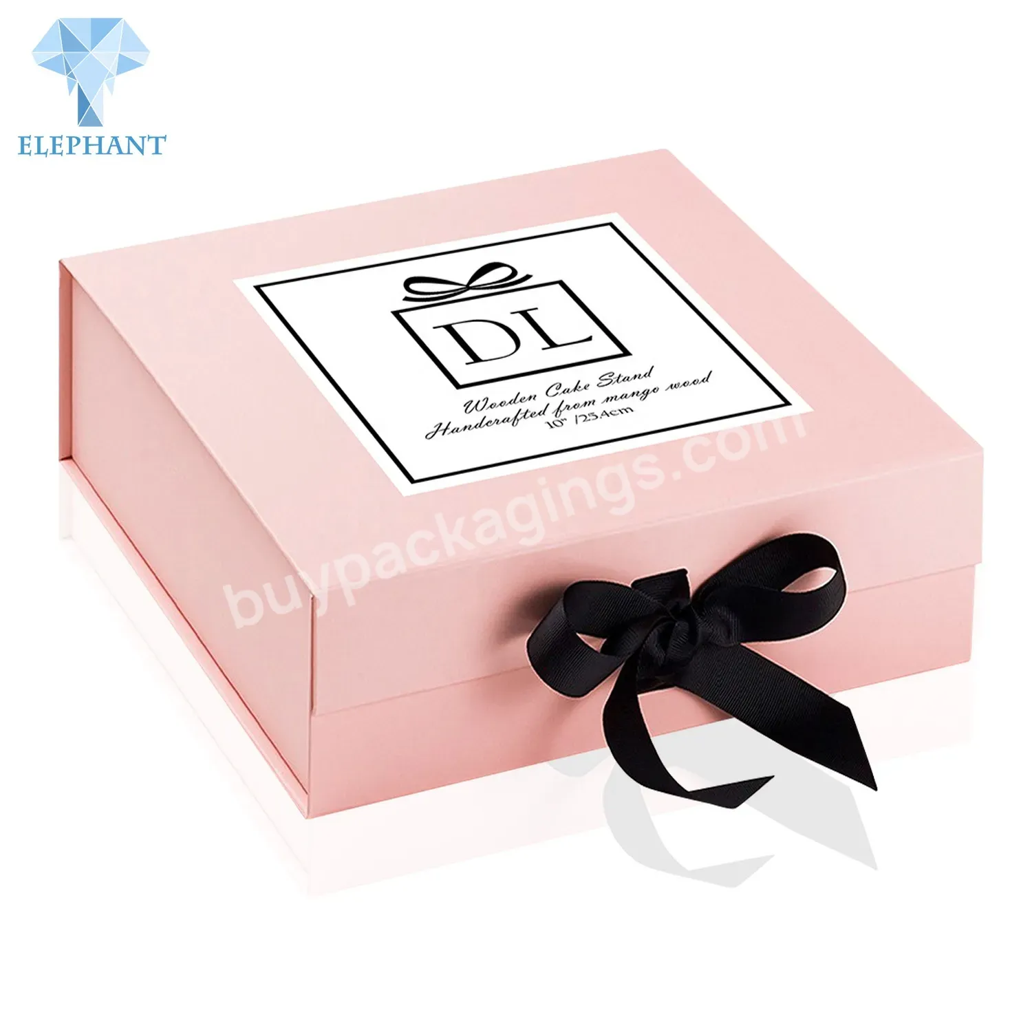 Custom Logo Design Flip-open Pink Wedding Party Luxury Gift Box With Bow Ribbons