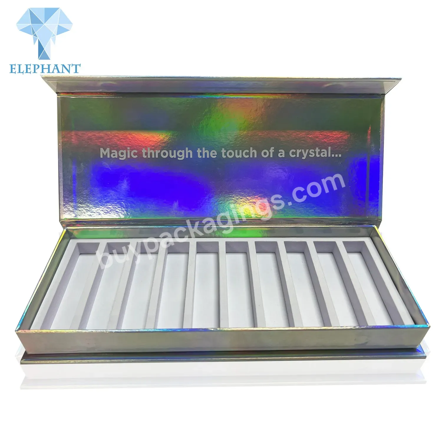 Custom Logo Empty Glitter Holographic Silver Magnetic Nail Polish Packaging Box