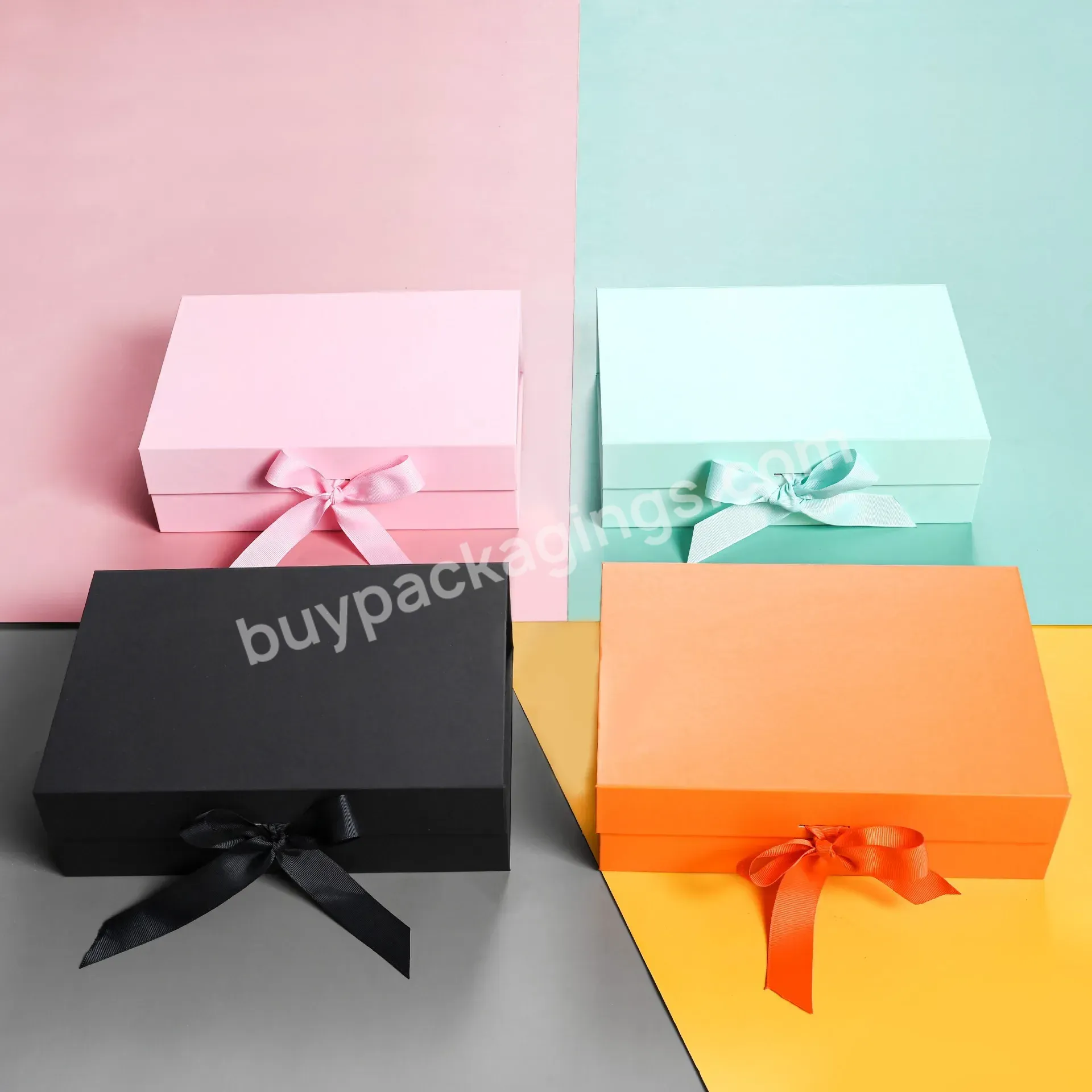 Custom Logo Folding Gift Box Shoes Packing Luxury Magnetic Box With Ribbon Gift Box