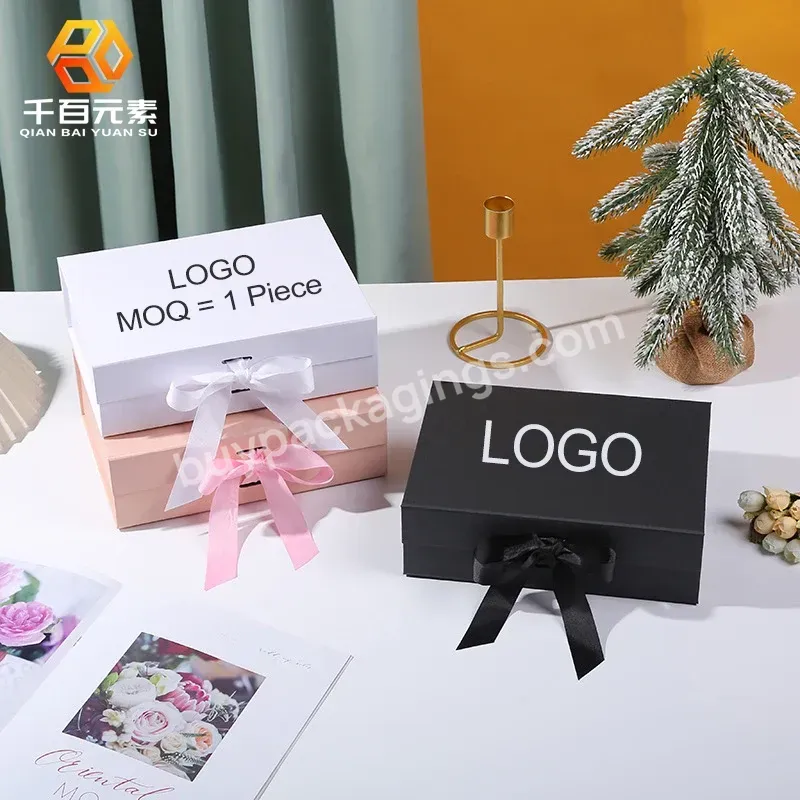 Custom Logo Folding Gift Box Shoes Packing Luxury Magnetic Box With Ribbon Gift Box