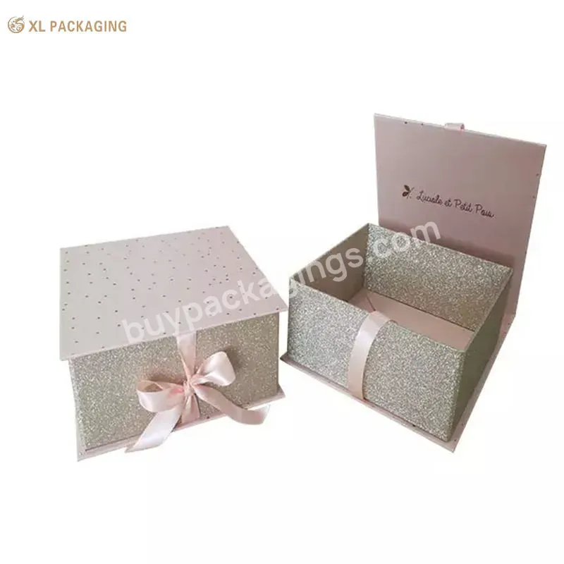 Custom Logo Glitter Paperboard Full Rose Gold Foil Foldable Packaging Skincare Paper Box In Ribbon Closure - Buy Hardboard Packaging Gift Boxes,Foldable Packaging Gift Boxes,Ribbon Paperboard Foldable Box.