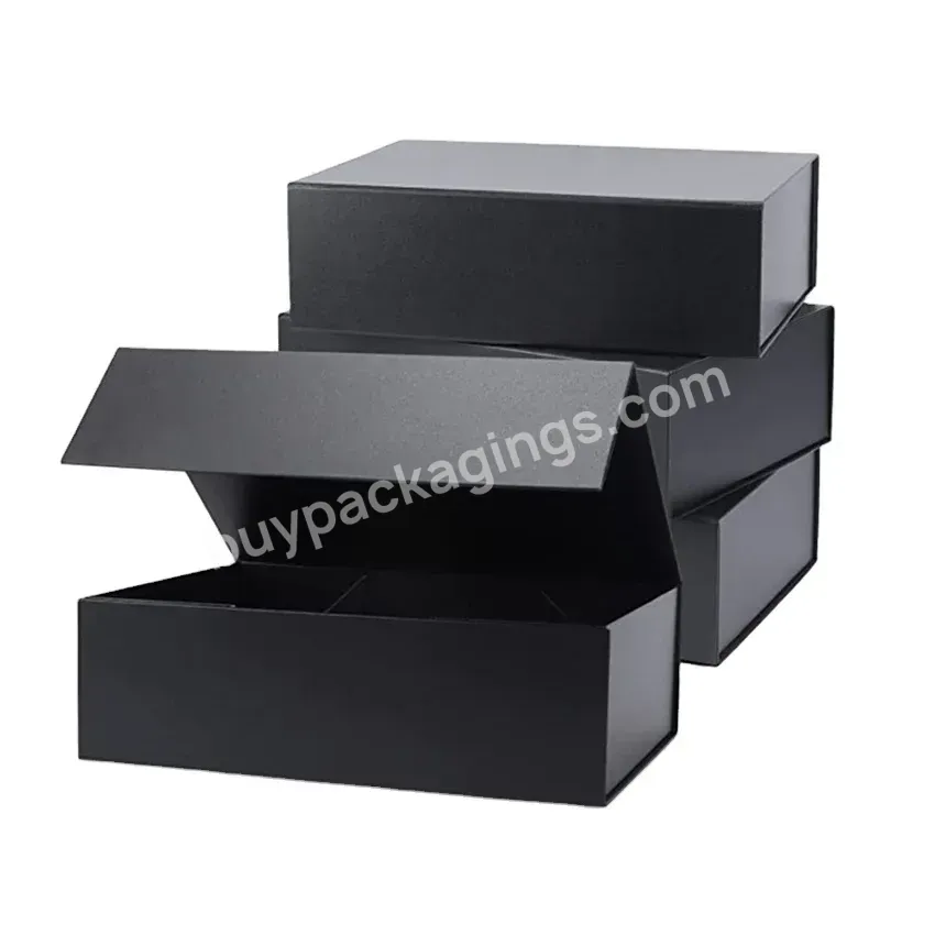 Custom Logo Luxury Black Magnet Clothing Carton Folding Magnetic Gift Packaging Paper Boxes