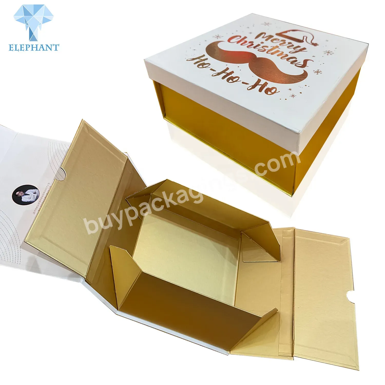 Custom Logo Luxury Festival White Gold Folding Foldable Cardboard Magnetic Gift Box