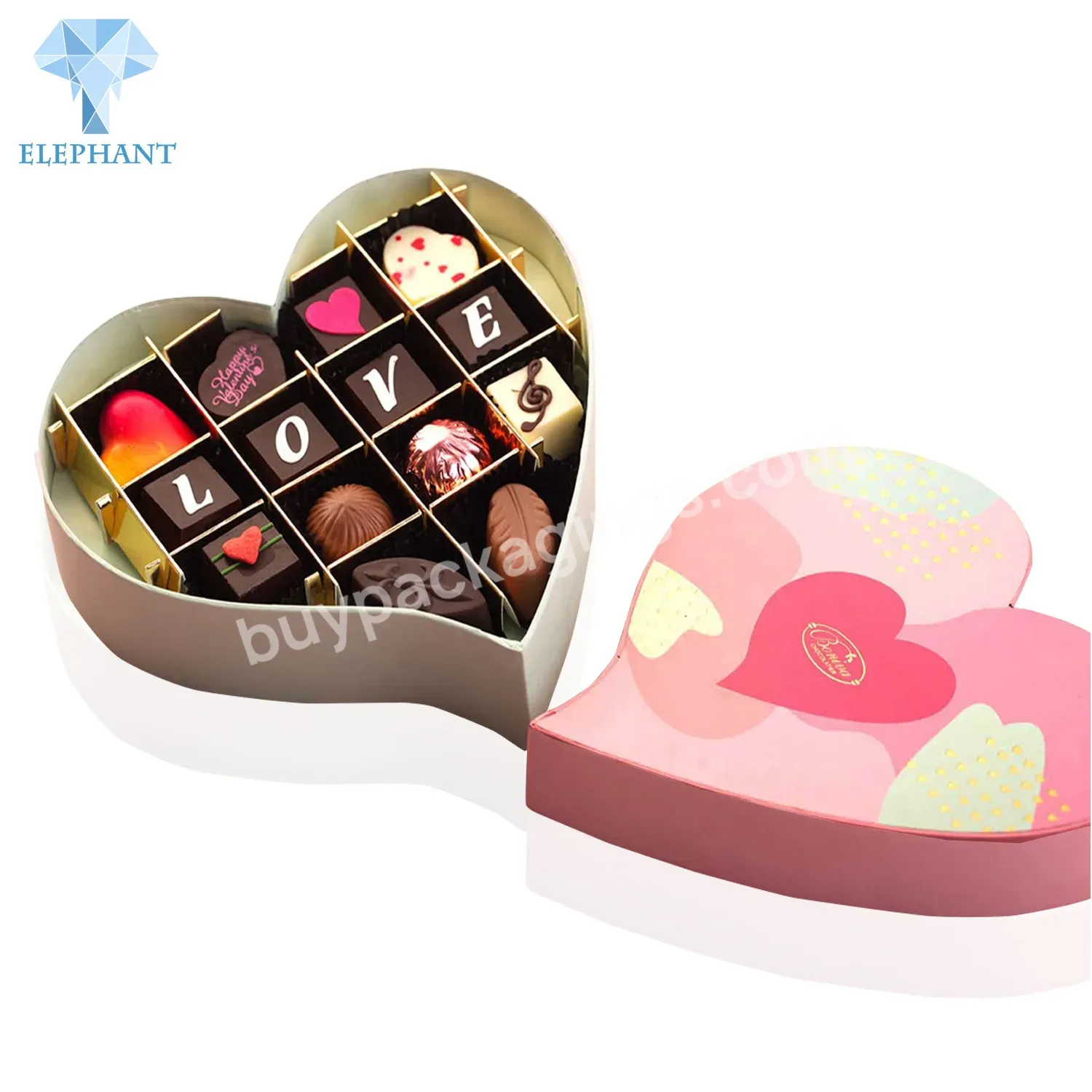 Custom Logo Luxury Sweet Wedding Love You Valentine Heart Shape Chocolate Candy Box