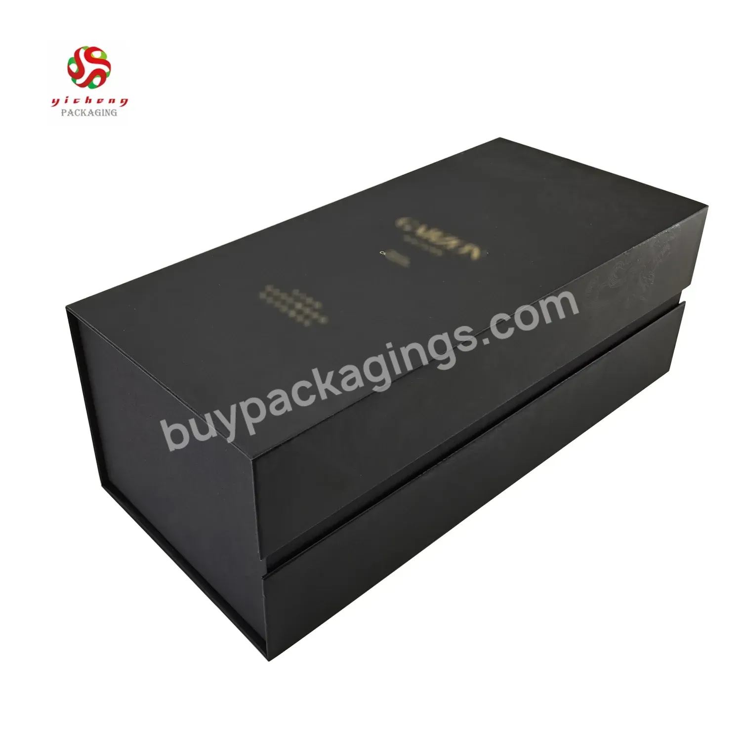 Custom Logo Magnetic Portable Cardboard Gift Packaging Folding Single Bottle Wine Box