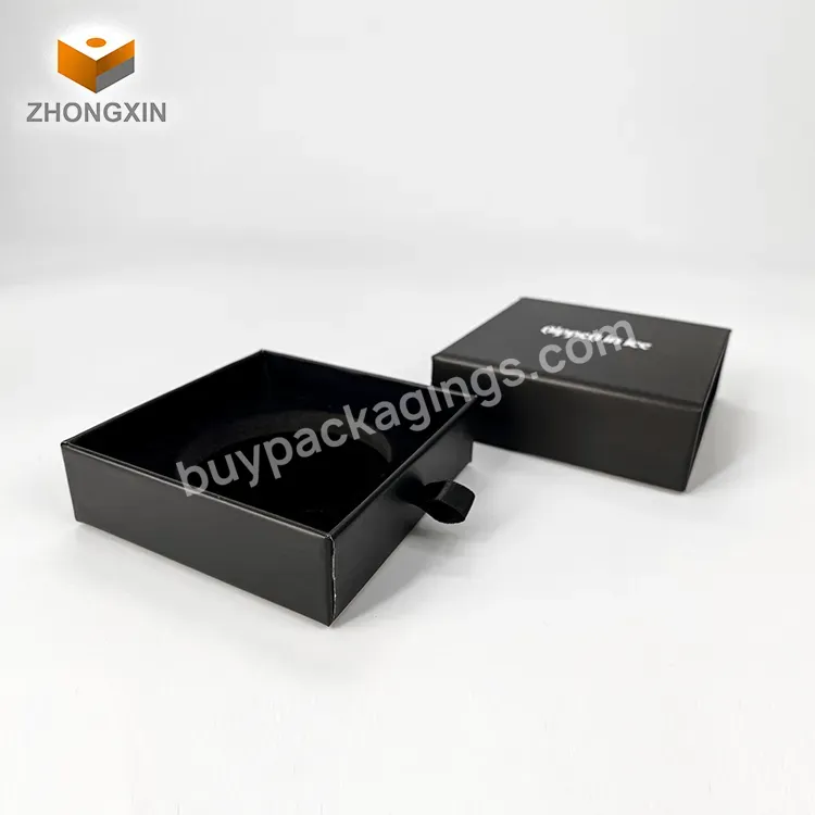 Custom Logo Printed Luxury Gift Box Matte Black Sliding Drawer Packing Boxes For Earrings Necklaces Rings Bracelets