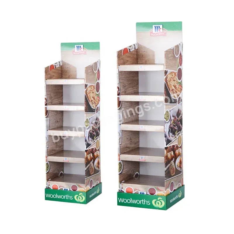 Custom Logo Printing Cardboard Floor Pop Display Stand Paper Corrugated Shelf Rack For Sauce Bottle Seasoning At Chain Store - Buy Cardboard Floor Display,Pop Cardboard Display Stand,Paper Display Stand.