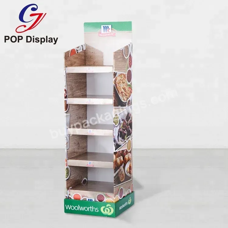 Custom Logo Printing Cardboard Floor Pop Display Stand Paper Corrugated Shelf Rack For Sauce Bottle Seasoning At Chain Store - Buy Cardboard Floor Display,Pop Cardboard Display Stand,Paper Display Stand.