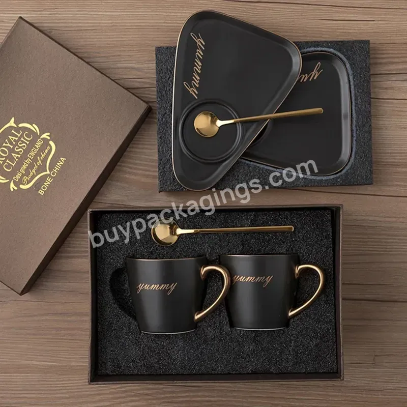 Custom Luxury Cheap Plain Black Mug Set Gift Box Ceramic Coffee Cup Gift Box For Cups