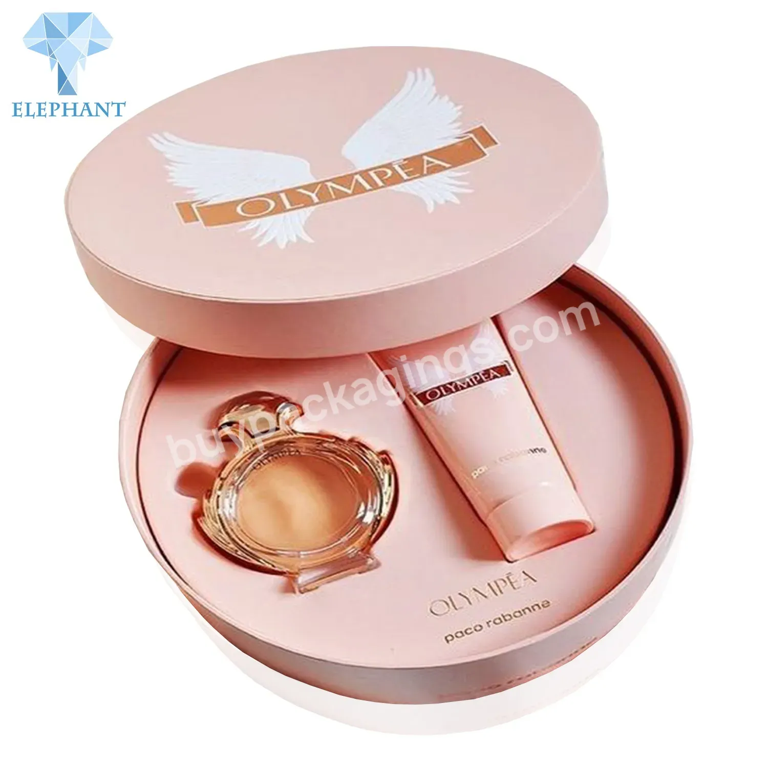 Custom Luxury Gift Paper Cardboadr Round Perfume Cosmetic Packaging Box
