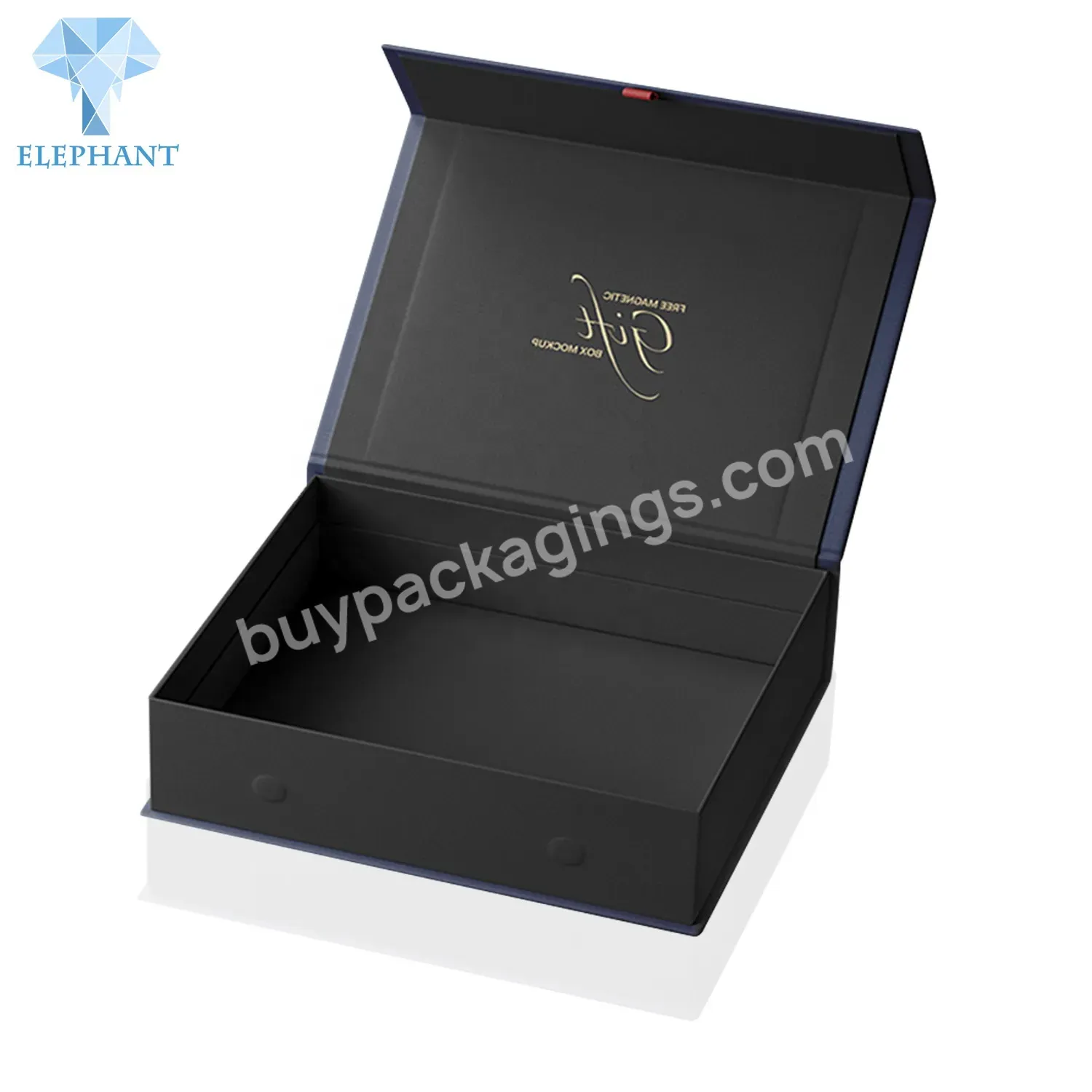 Custom Luxury Hot Stamping Logo Magnetic Close Black Gift Packaging Box