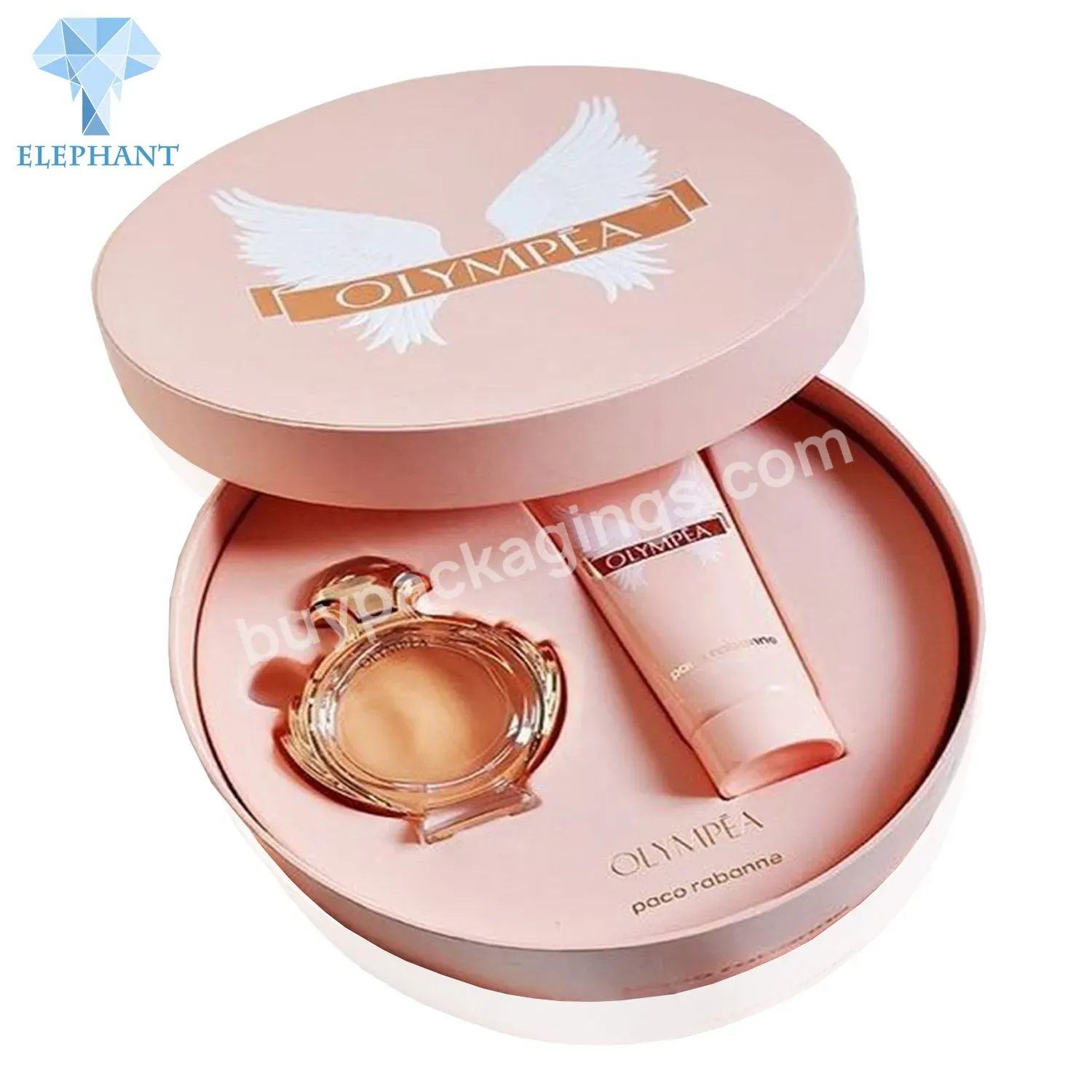 Custom Luxury Pretty Cartoon Ladies Cylinder Round Roll Perfume Set Gift Box