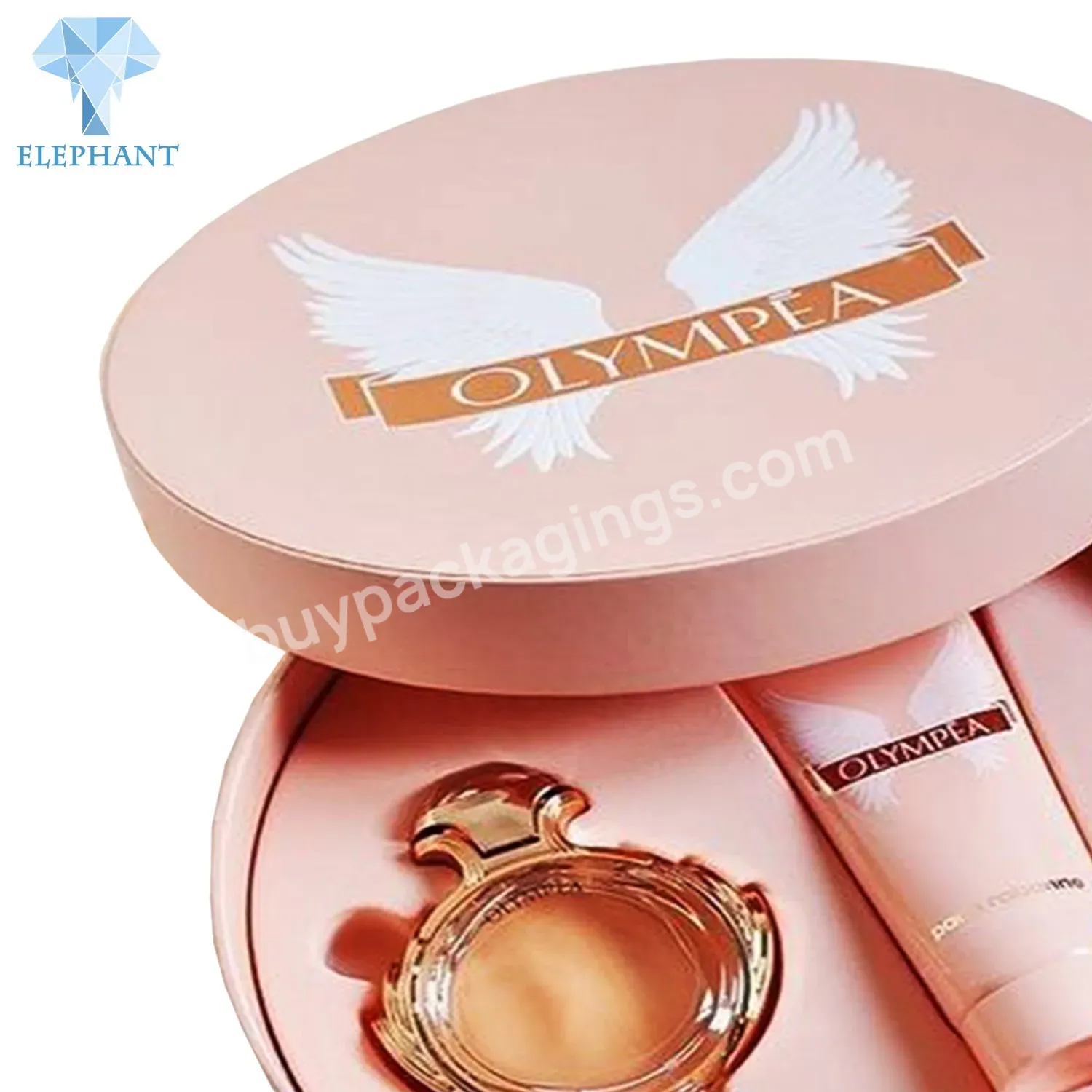 Custom Luxury Pretty Cartoon Ladies Cylinder Round Roll Perfume Set Gift Box