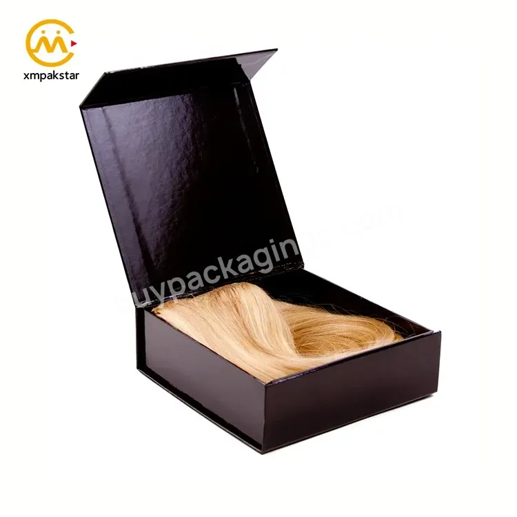 Custom Luxury Print Foldable Magnetic Bundle Wig Box For Hair Extension Packaging